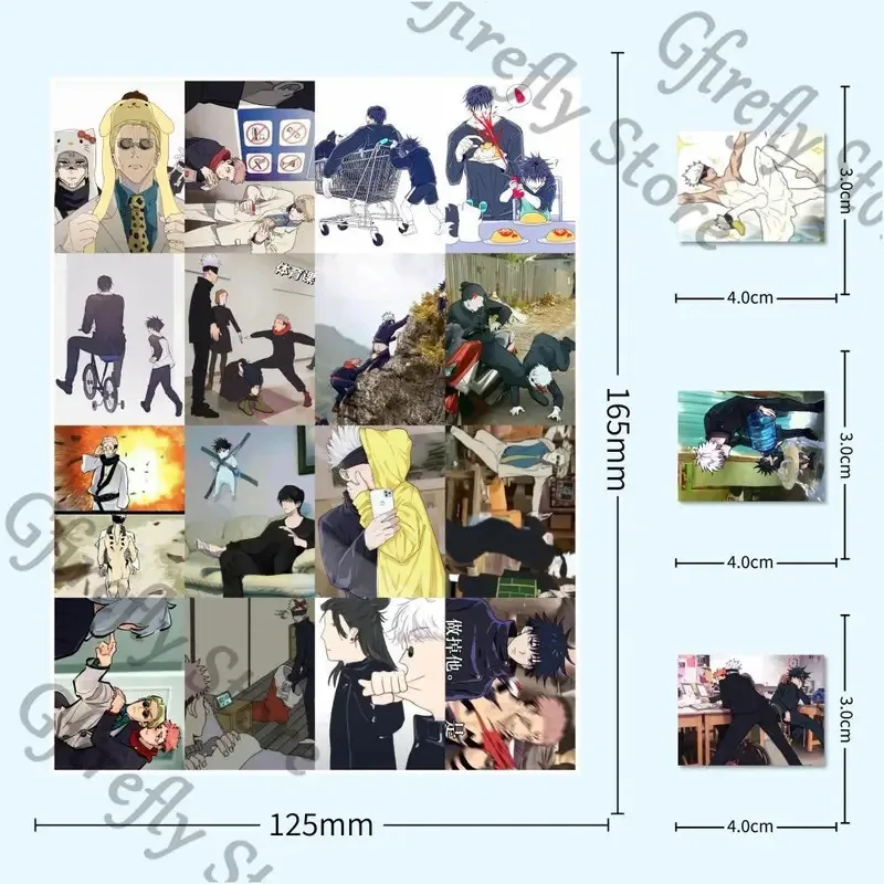 Jujutsu Kaisen 63 ورقة Q نسخة Satoru Gojo تزيين أنيمي المقرب Ambitus Pinup صورة مضحكة عالية الوضوح العلامات هدية #5