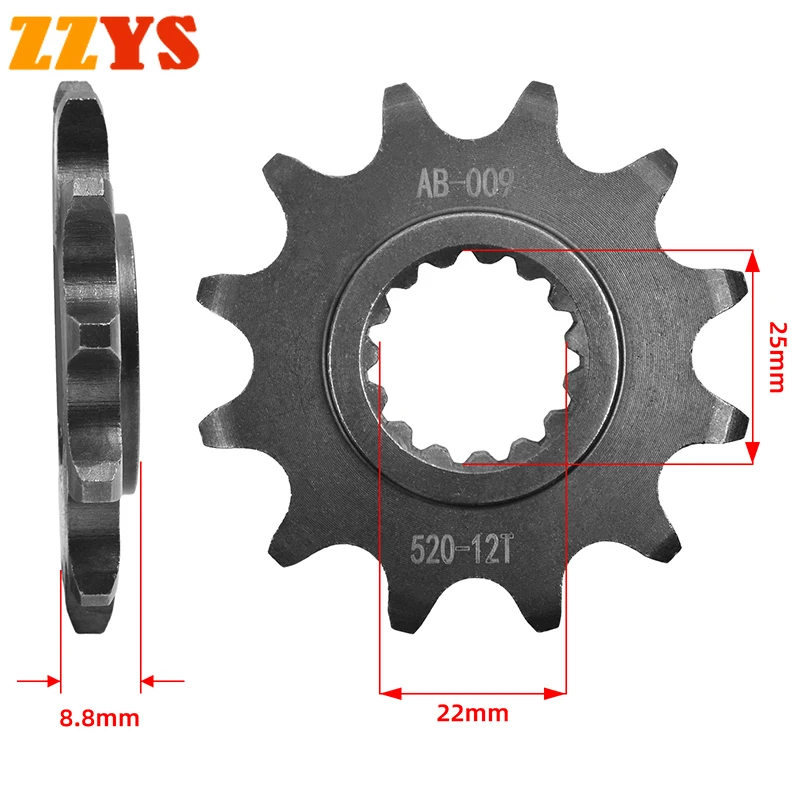 520 12T 12 Tooth Front Sprocket Gear Staring Wheel Cam For KT Off Road 350 Freeride 350 2012-2017 2016 250 Freeride F 2018 2020