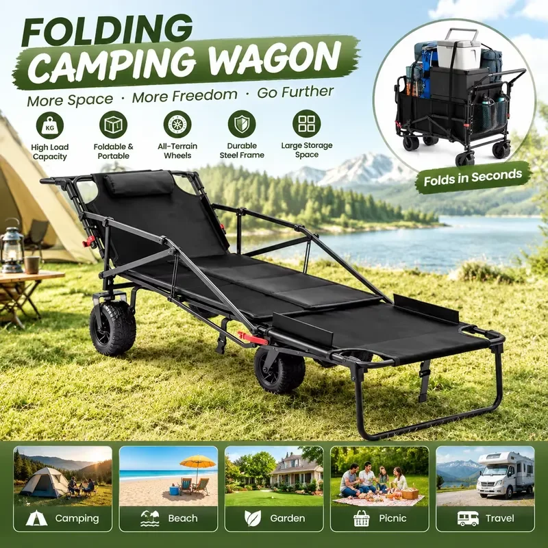 STLF 2 in 1 folding camper chair 150kg heavy duty convertible recliner car 600D Oxford cloth outdoor use