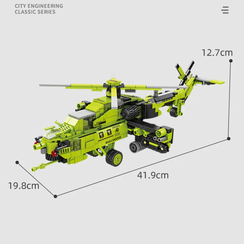 Ww2 Helikopter Stad Engineering 8 In 1 Model Bouwstenen Bulldozer Vriend Graafmachine Kinderen Speelgoed Geschenken