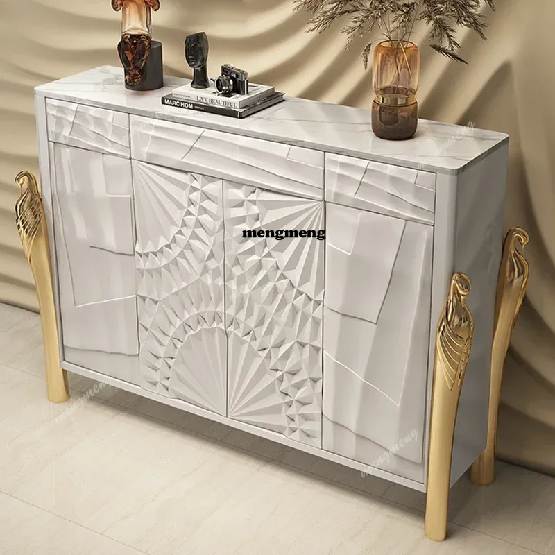 

Italian Luxury Rock Plate Solid Wood Entrance Cabinet Modern Villa Living Room Storage Lockers Home Furniture Szafki Salonu