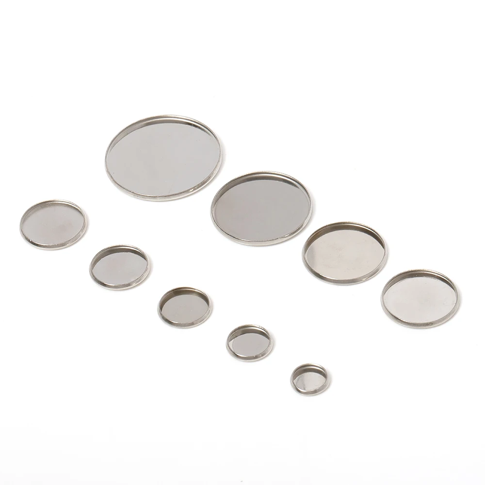 20 sztuk okrągłych kaboszonów ze stali nierdzewnej 6-30 mm Pusta taca Bezel Base Fit Cameo do tworzenia biżuterii DIY Ręcznie robiona hurtownia