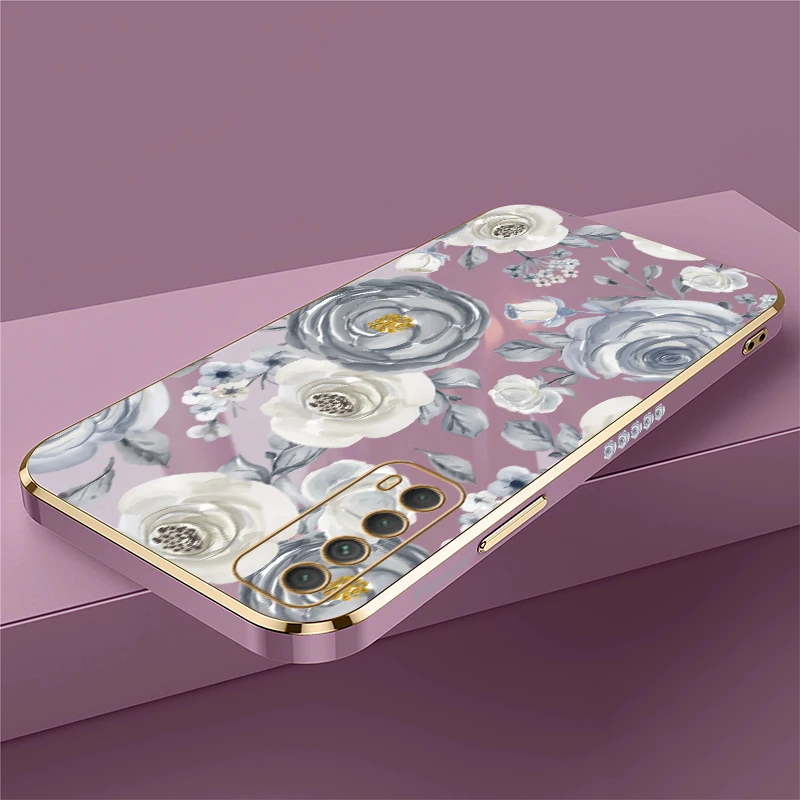 Soft TPU Flower Pattern Phone Case For Huawei Y7A Y9S Y7 Prime Pro 2019 Enjoy 20 SE 9 9E 10 Plus Shockproof Plating Cover