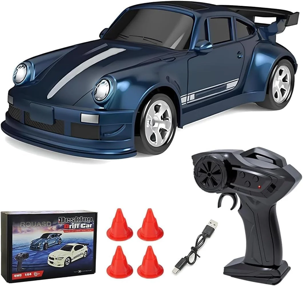 

Миниатюрная настольная машинка для дрифта с дистанционным управлением, высокоскоростная гоночная машинка 1:64 с полным приводом и частотой 2,4 ГГц, со светодиодной подсветкой.