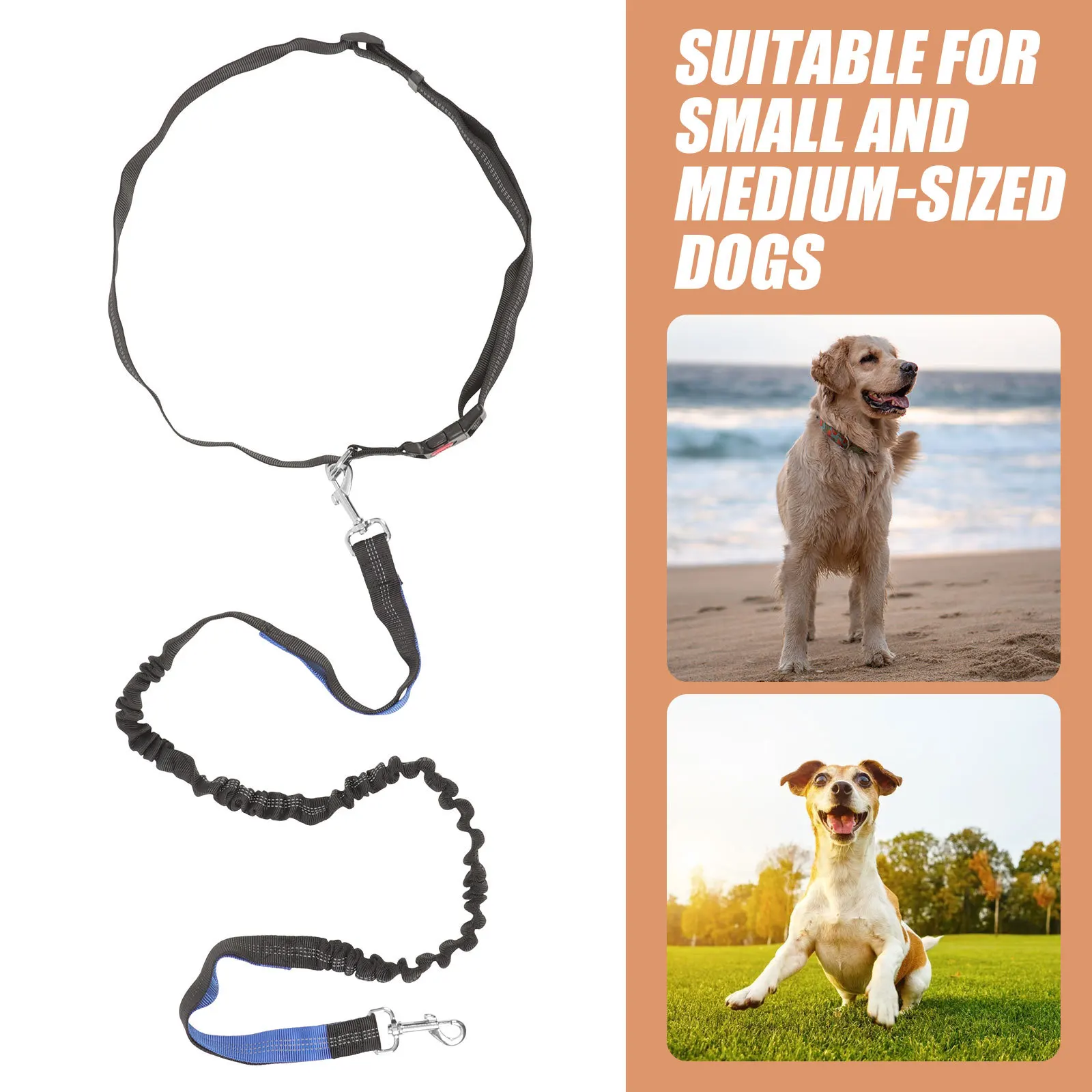 

Hands Free Dog Leash Adjustable Waist Bungee Leash for Running Walking Jogging Small Medium Dogs Outdoor Sports