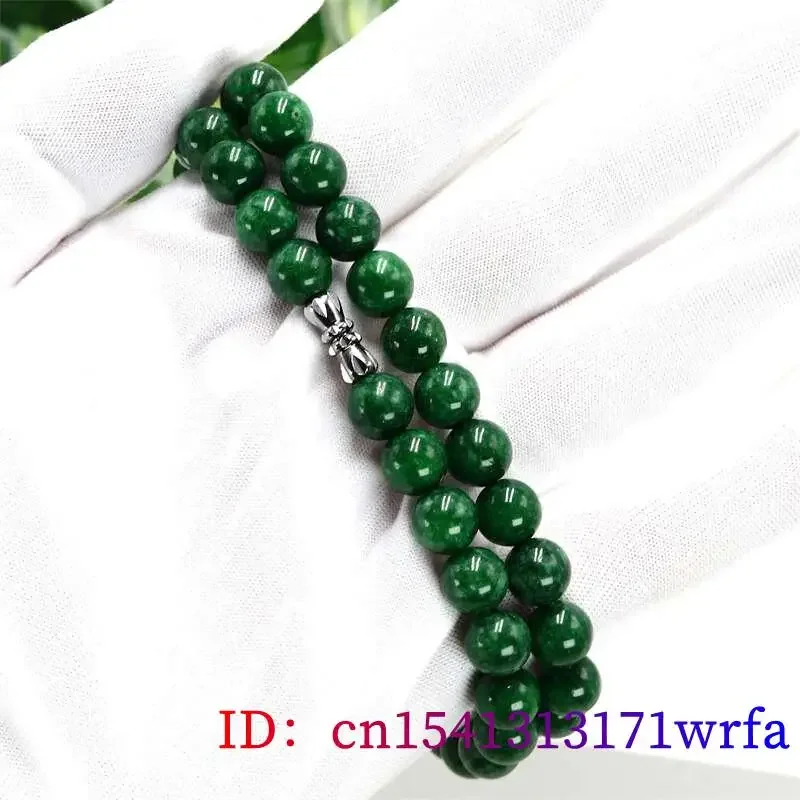 Green Real Jade Beads Necklace Gifts for Women Men Beaded Jadeite Gift Amulet Natural Jewelry Charm Fashion Energy Gemstone