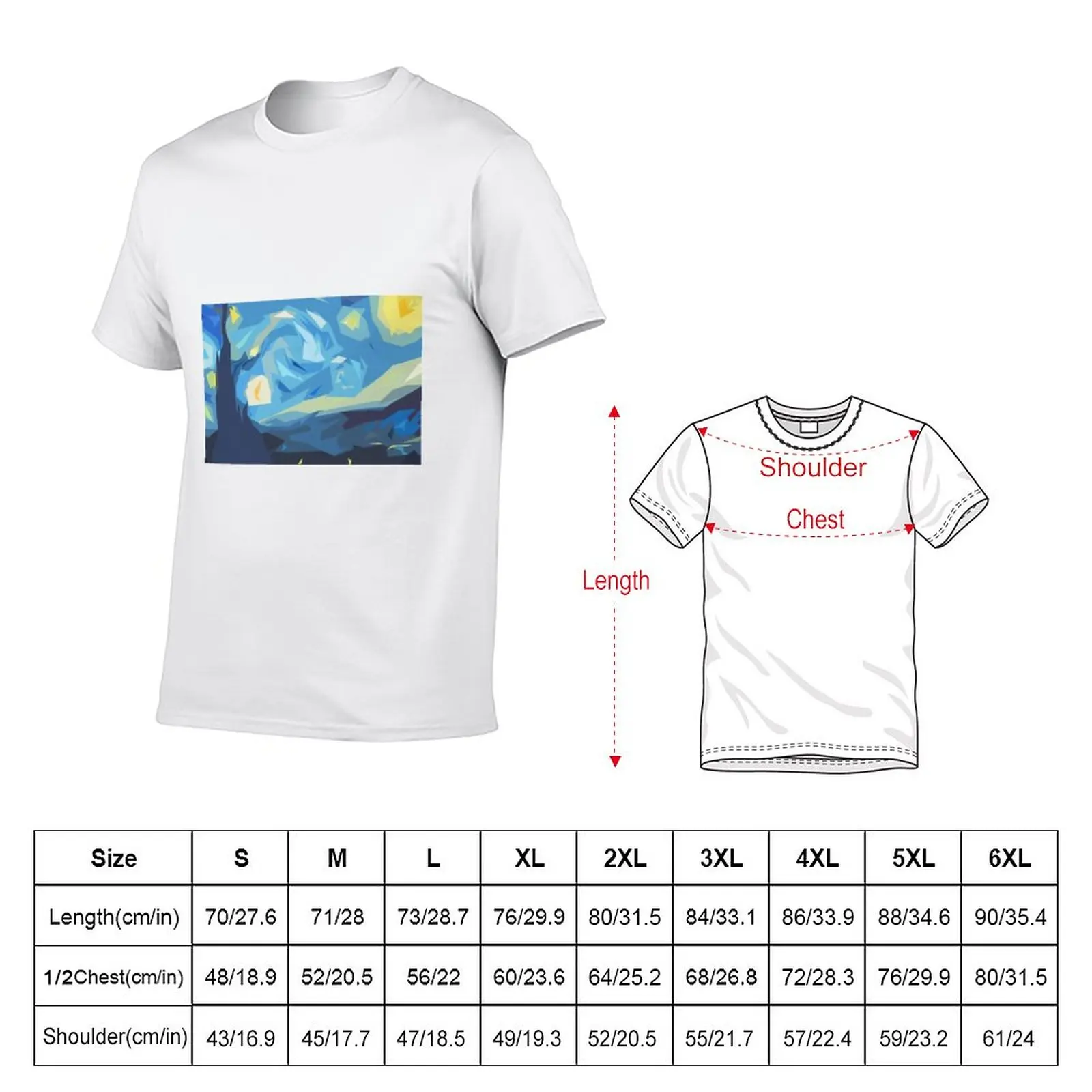 Starry Night low poly shape art Van Gogh T-Shirt cute clothes anime boys animal print shirt mens graphic t-shirts funny