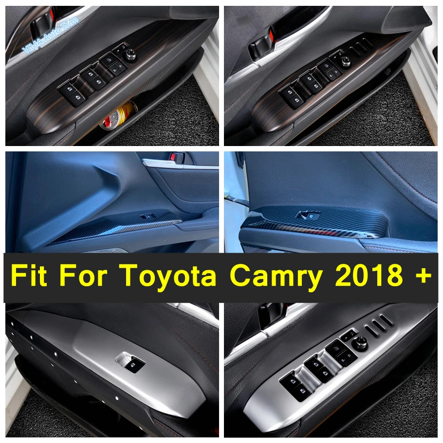 

4PCS Car Window Glass Lift Switch Control Panel Frame Cover Trim LHD Fit For Toyota Camry 2018 - 2023 Interior Accessories