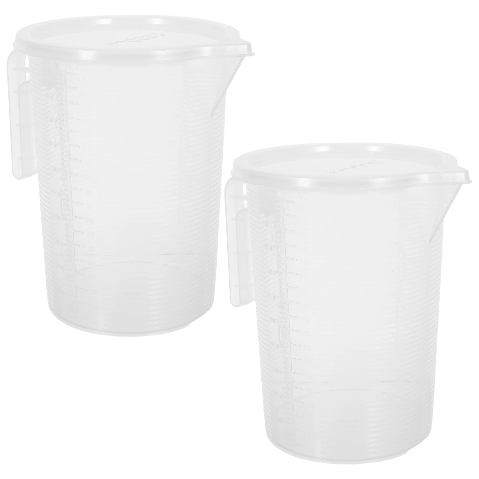 

2pcs Clear Measuring Jug 3.5L Large Capacity Transparent Plastic Pitcher With Lid For Beverage Preparation Liquid Measuring Cup