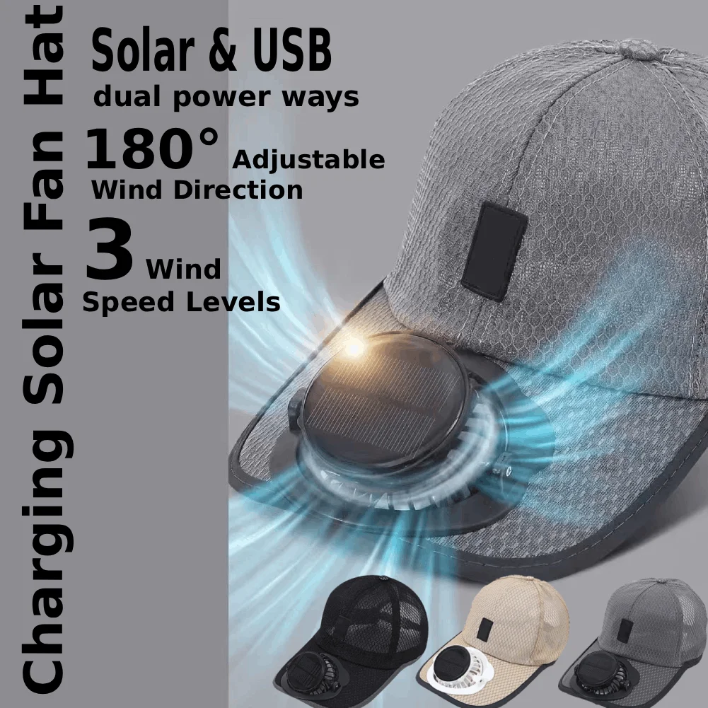 Multi Functional Sunscreen Hat Solar &USB Powered Cap with Fan Summer Breathable Mesh Sun Protection Outdoor Baseball Hat Unisex