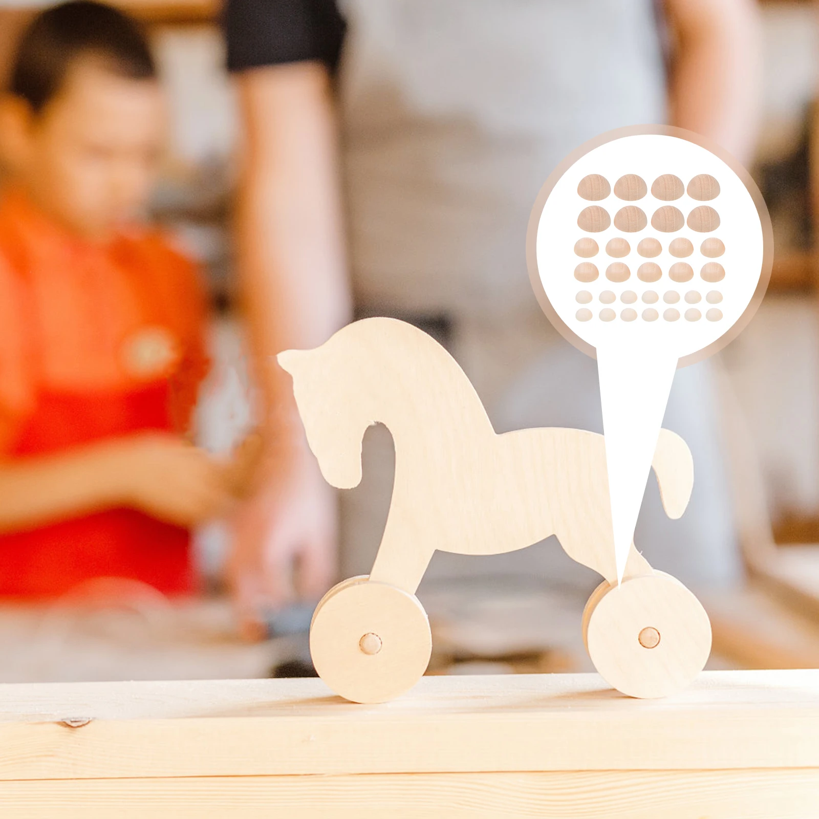 

150Pcs Natural Ball Beads Split Wood Bead Creative Photo Props Personalized Home Decoration Safe for Kids Split Wooden Balls