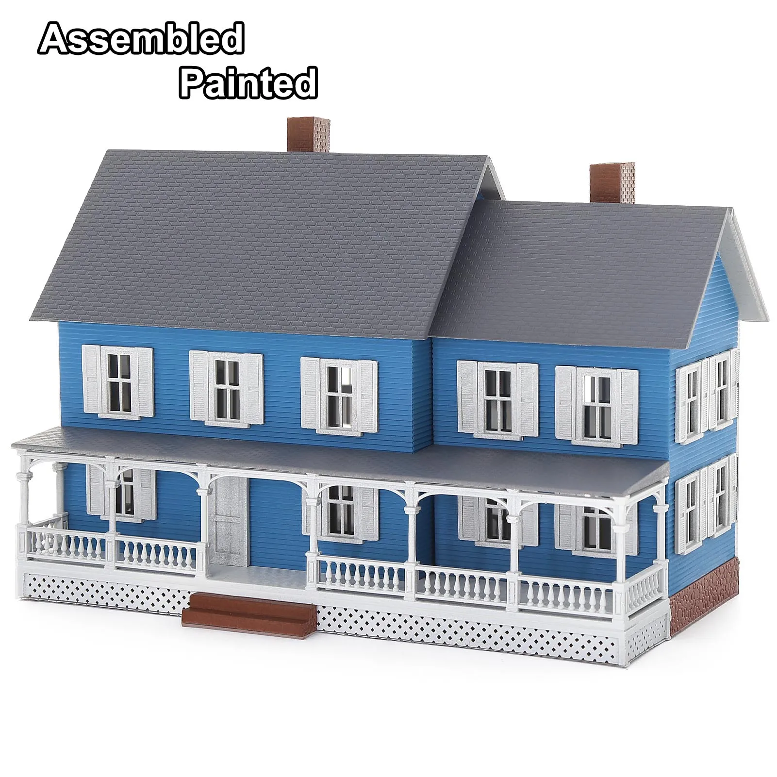 

Evemodel HO Scale Model Village House Two-story Building with Porch for Model Trains JZ8707B