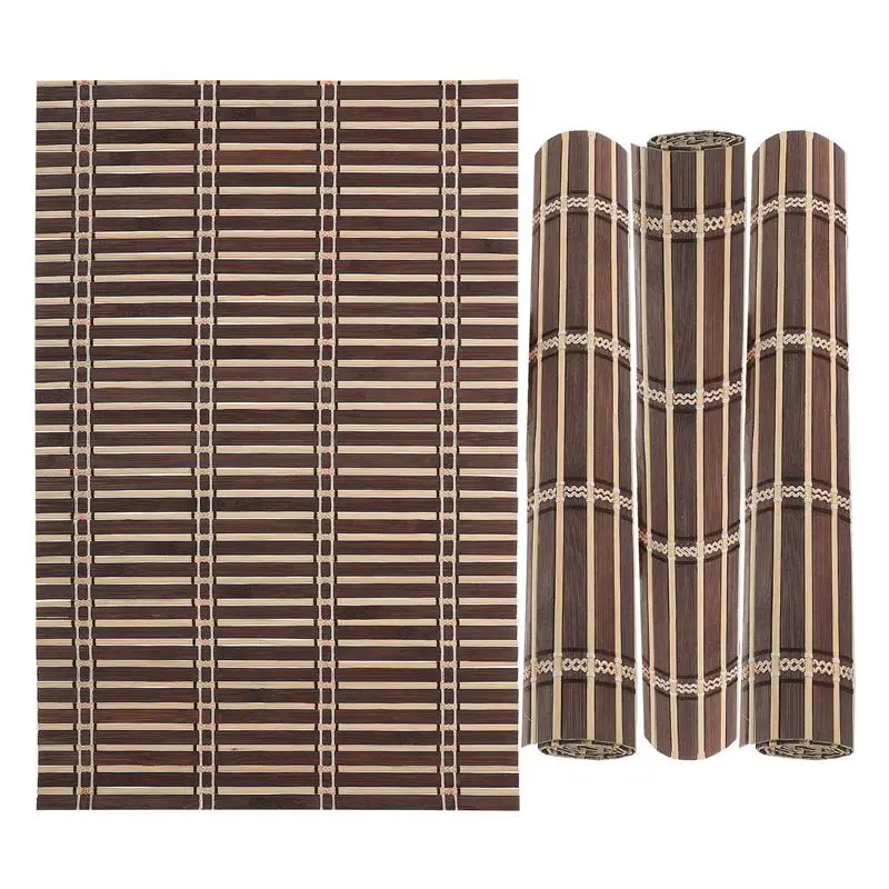 4pcs Natural Bamboo Table Runner Placemat Japanese Style Tea Mats Heat-Resistant Coaster Dining Table Decoration