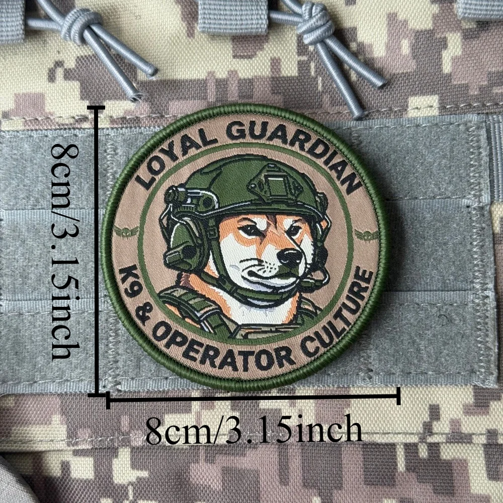 Tactical Animal Morale Patch Woven Badge Shiba Inu Honey Badger Cat Hook and Loop Emblem for Military Backpack Vest Jacket Decor