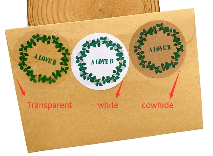 100 peças 4cm adesivos diy logotipo personalizado festa de casamento adesivo de vedação quadrado redondo papel kraft branco transparente