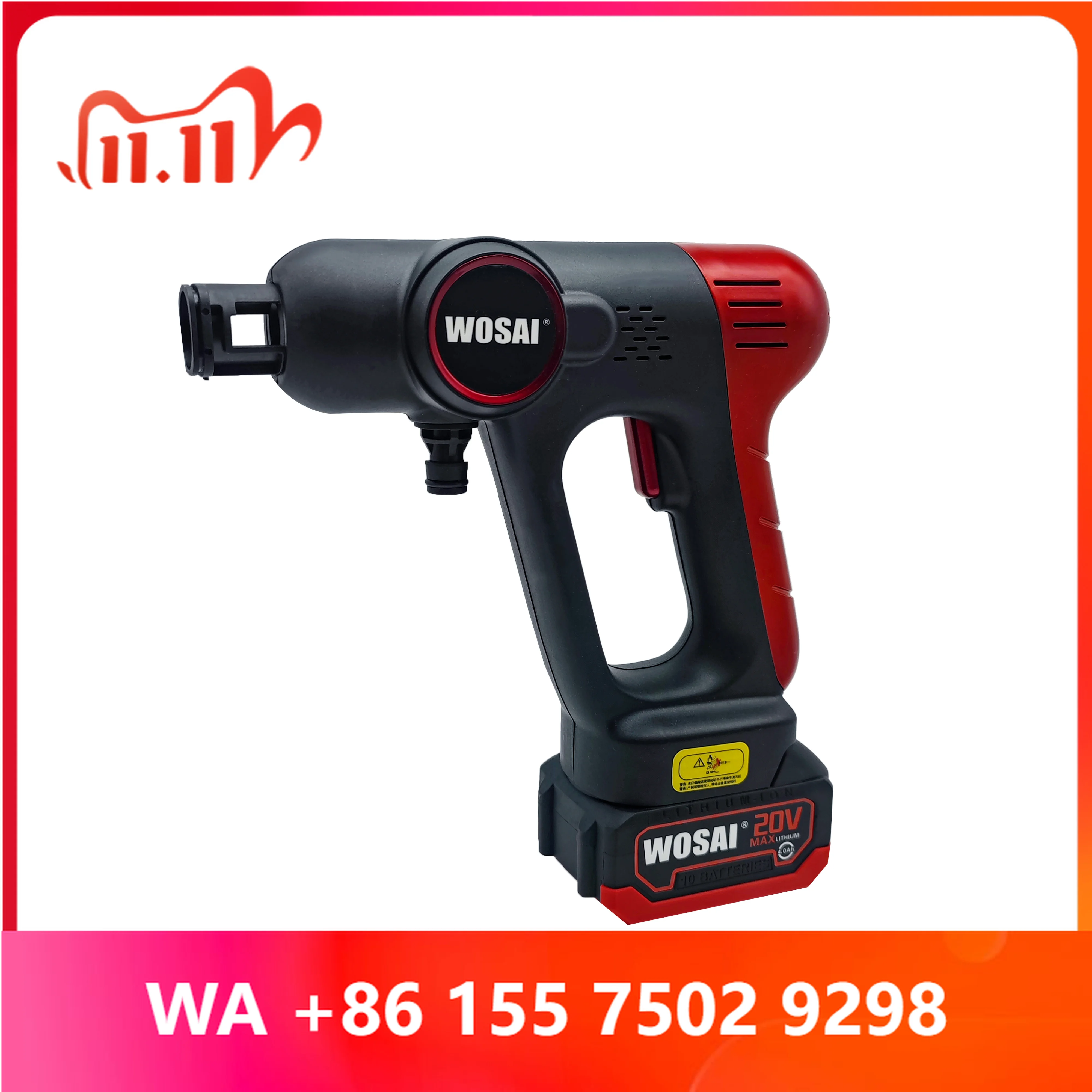 WOSAI Cordless Car Wash Por High Pressure Washer 20 7L/min 40Bar