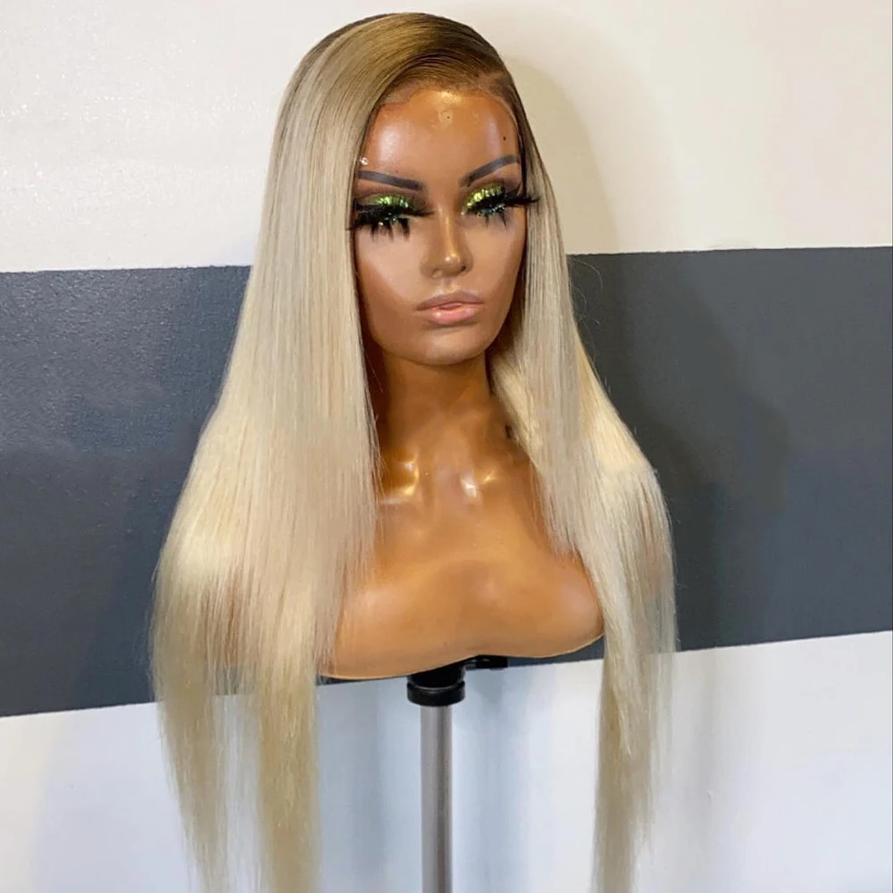 

Long Soft Ash Blonde Silky Straight 23A Grade 13*4Lace Front Wig For Women With BabyHair Glueless European Human Hair Jewish Wig