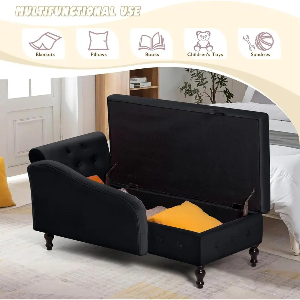 ChaiLounwith Right Armrest & Lumar Pillow,utton Tuted LounSoa with Stora,LounChair Indoor,ern Upholstered Veet LounChair or edro