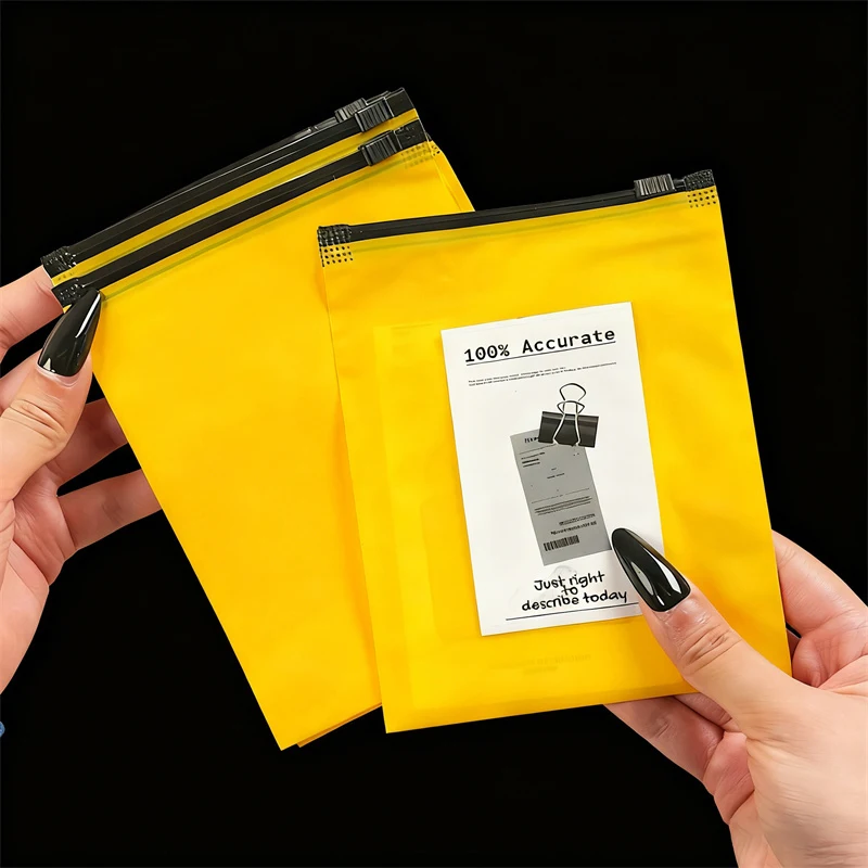 

50 шт. желтые матовые сумки для хранения, оптовая продажа, сумка на молнии для одежды, носков, нижнего белья, дорожного багажа, организация, настраиваемая