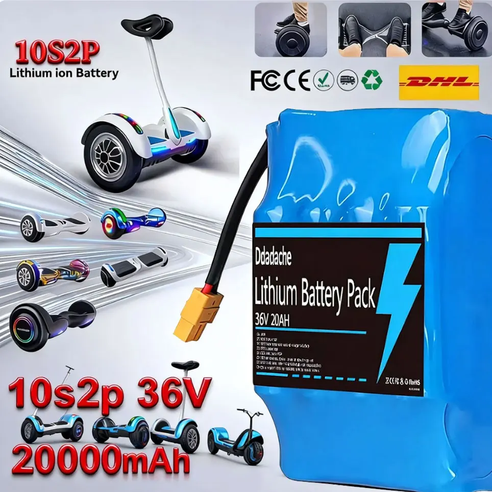 Nueva Batería de Litio Recargable Original de 36v 20Ah 10S2P 20000mAh 18650 para Patinete Eléctrico Autoequilibrado y Hoverboard