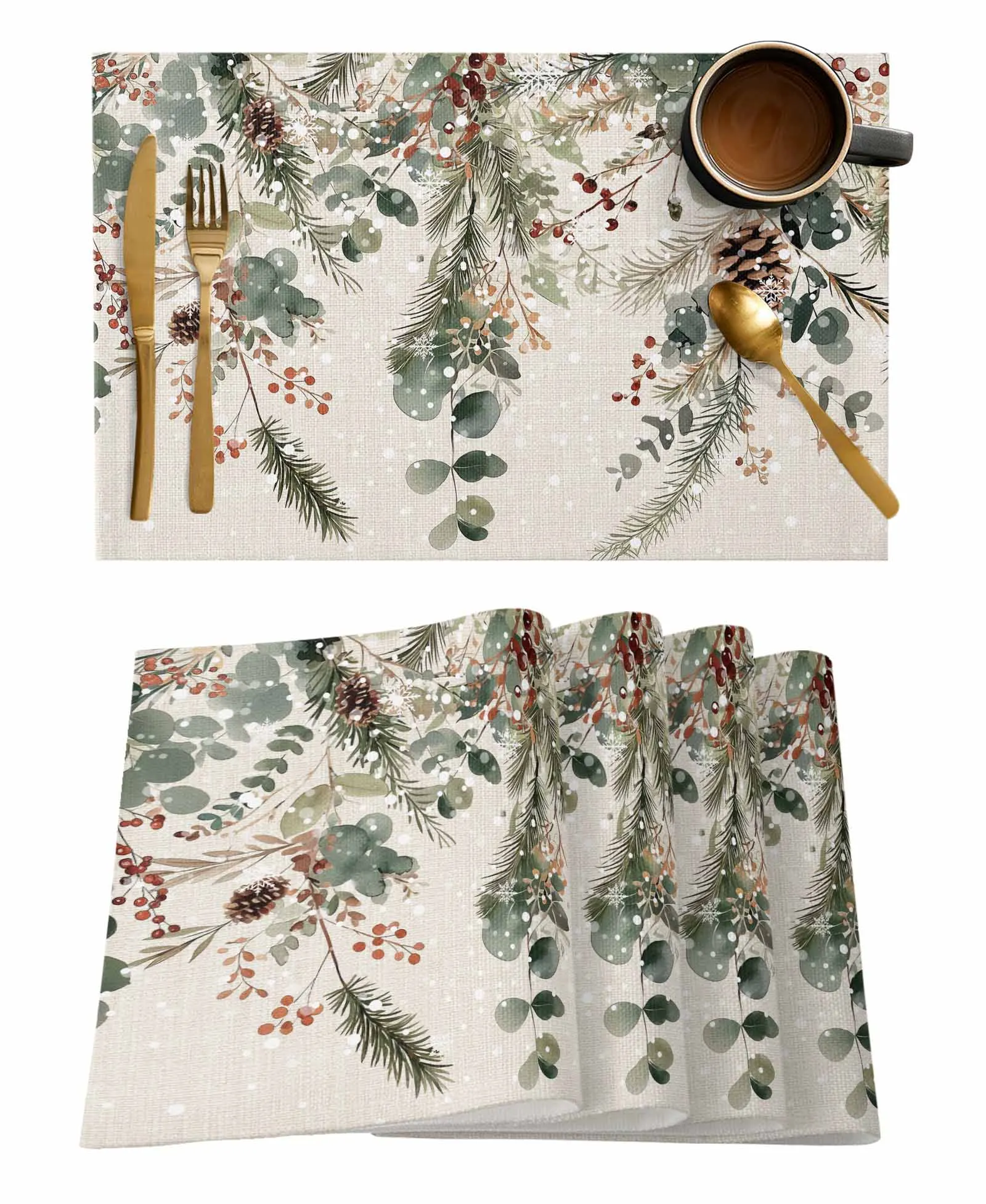 Christmas Plants Pine Leaves Berries Hazelnuts Table Runner Decoration Home Decor Dinner Table Decoration Table Decor