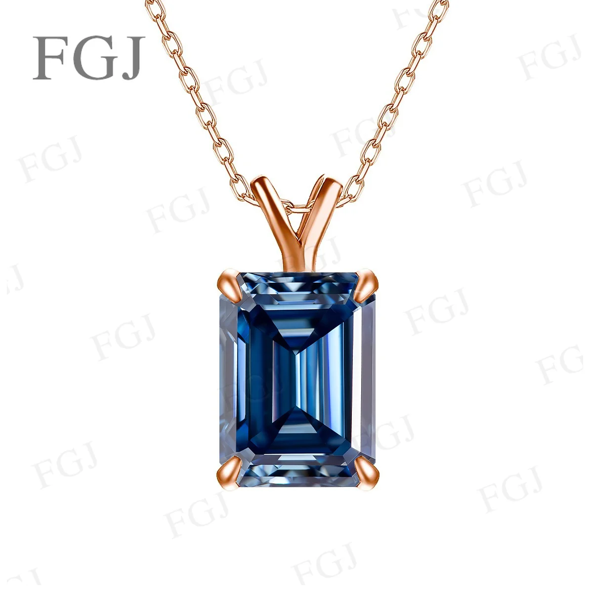 4CT Smaragdschliff Moissanit-Anhänger-Halskette für Damen, 925er Sterlingsilber mit 18K Goldplattierung, edler Schmuck, Hochzeitsgeschenk – Detail 11