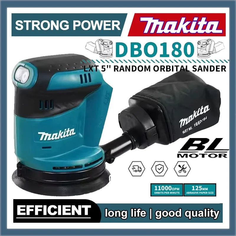 

Makita DBO180Z 18 В бесщеточный аккумуляторный диск случайный орбитальный шлифовальный станок деревообрабатывающий шлифовальный шпатлевка полировка голый инструмент