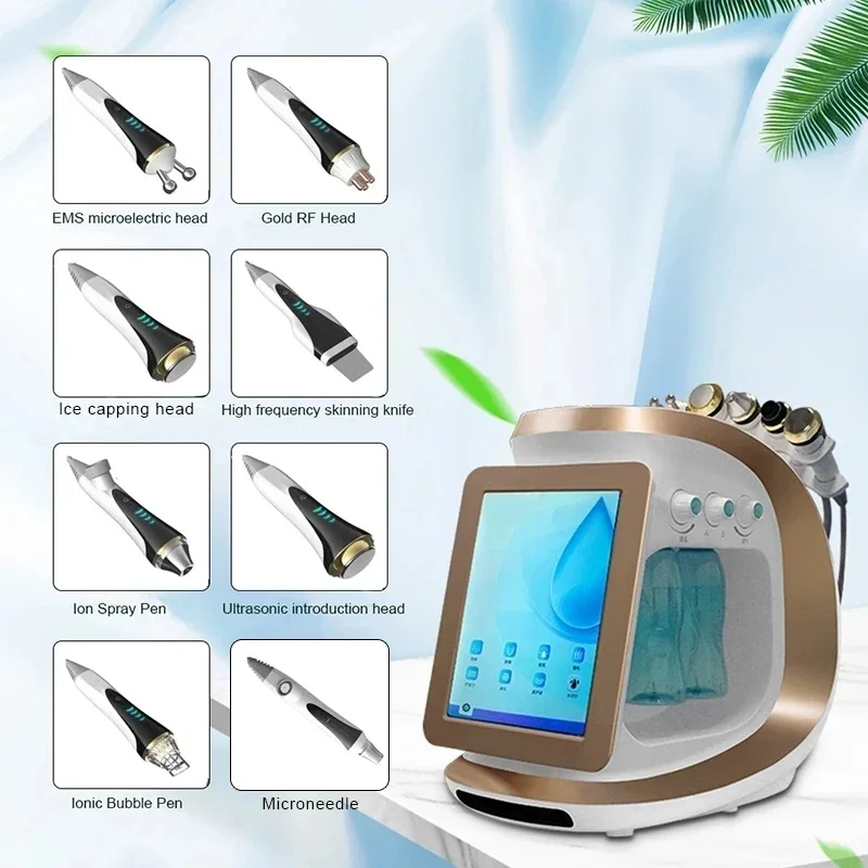 2024 new Portable 8 in 1 Machine Professiona Aqua Skin Care Facial Peeling RF BIO Oxygen Jet Water Skin Scrubber