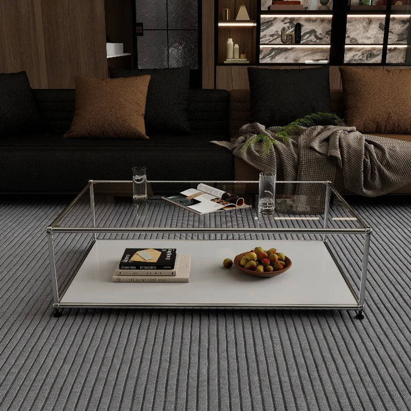 

Professional Glass Coffee Table Vintage Transparent Writing Service Italian Dinner Side Table Accent Couchtisch Salon Furniture