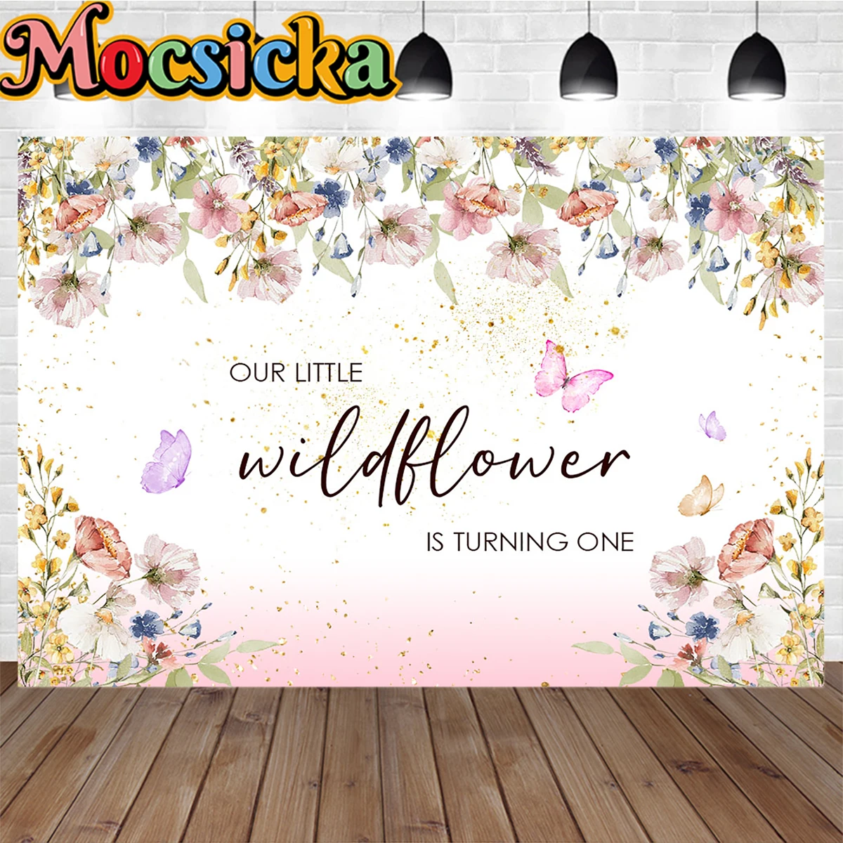 Telón de fondo para Baby Shower, fotografía para niña dulce, una pequeña flor silvestre está en el camino, Fondo de fiesta de cumpleaños, cabina rosa de mariposa