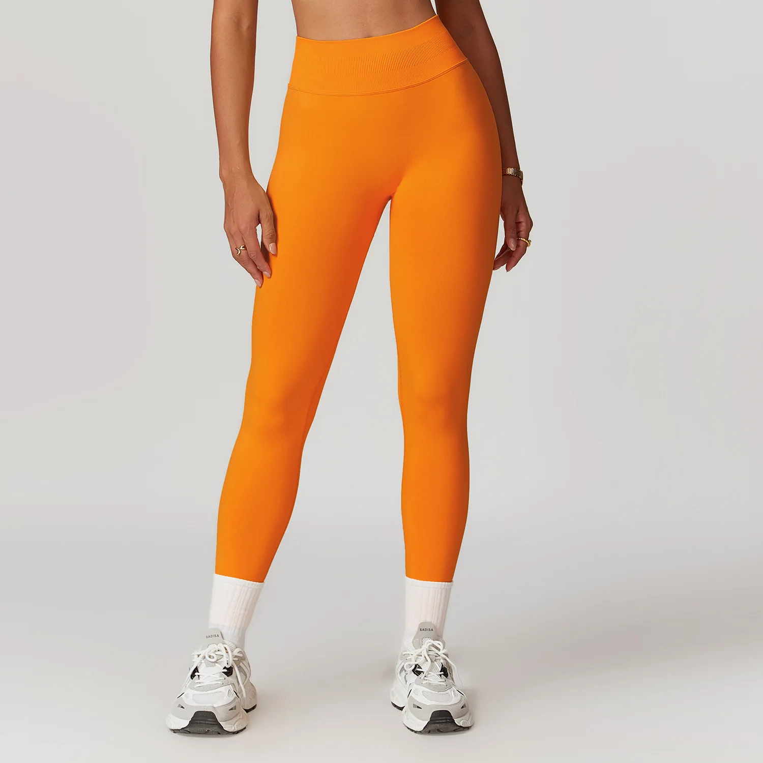 Mallas deportivas sin costuras para mujer, Leggings elásticos acanalados de cintura alta para Yoga, gimnasio, trotar, pantalones ajustados de realce de secado rápido