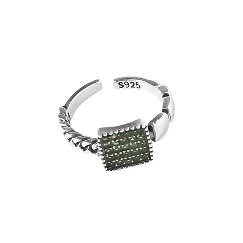 Mewanry argento colore verde zircone polsino anelli per le donne coppie elegante squisito Vintage semplice classico fidanzamento gioielli regali