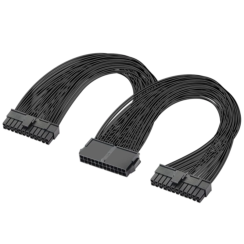 

3X Dual PSU Power Supply 24-Pin ATX Motherboard Splitter Cable,24Pin(20+4) For ATX Motherboard Extension Cable