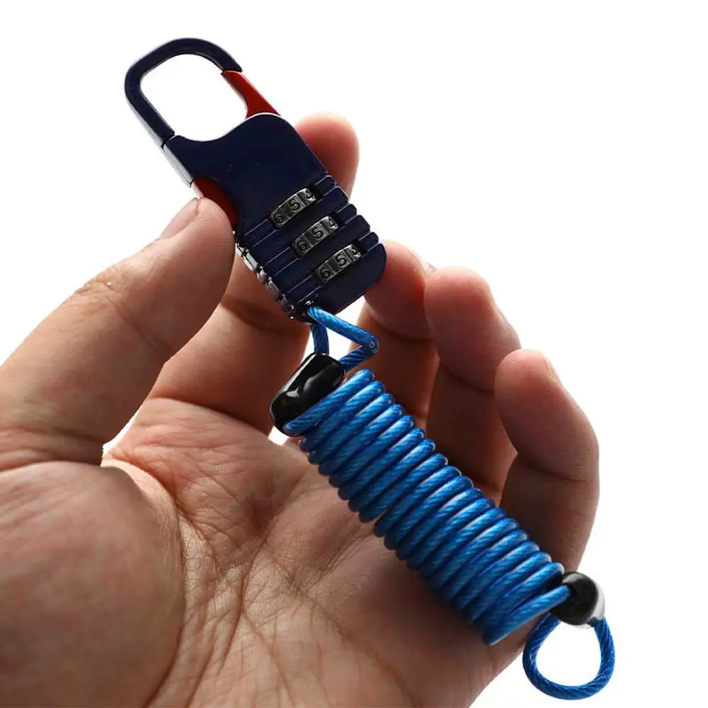 Three Digit Password Bicycle Rope Lock Zinc Aluminum Alloy Helmet Lock Anti Theft Motorcycle Wire Rope