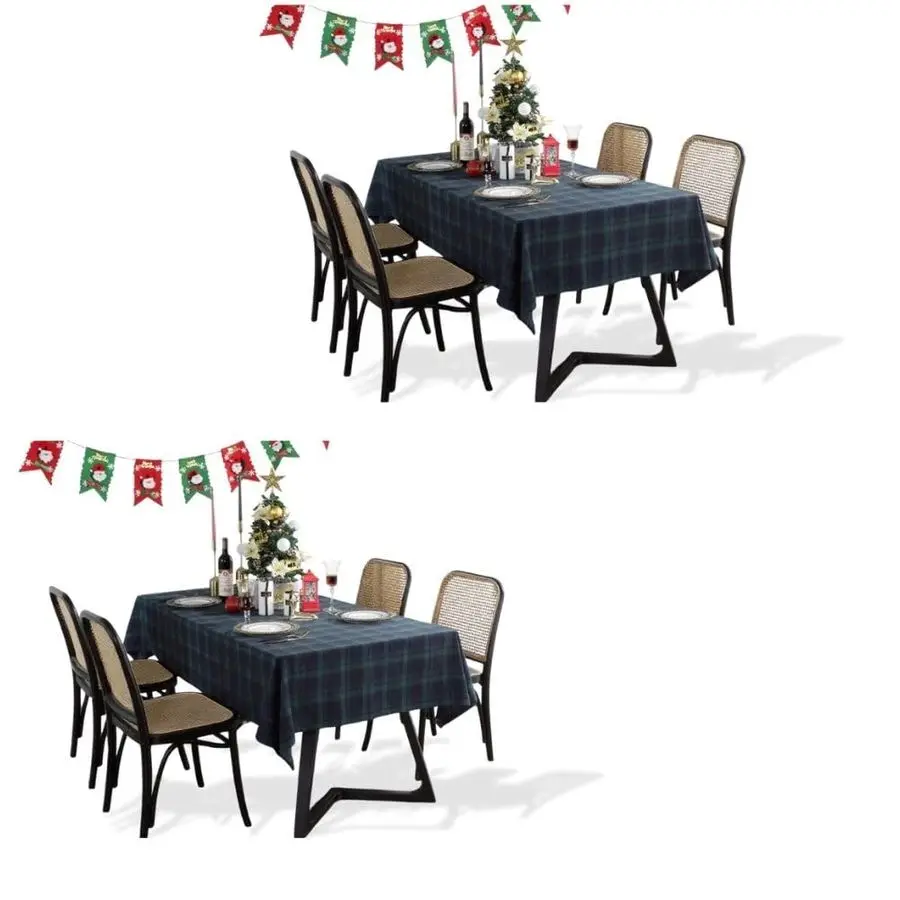 

Прямоугольная тканевая скатерть для столовой, комплект из 2 шт., скатерть в британском стиле с клетчатым принтом, рождественское праздничное скатерть. BlueampG