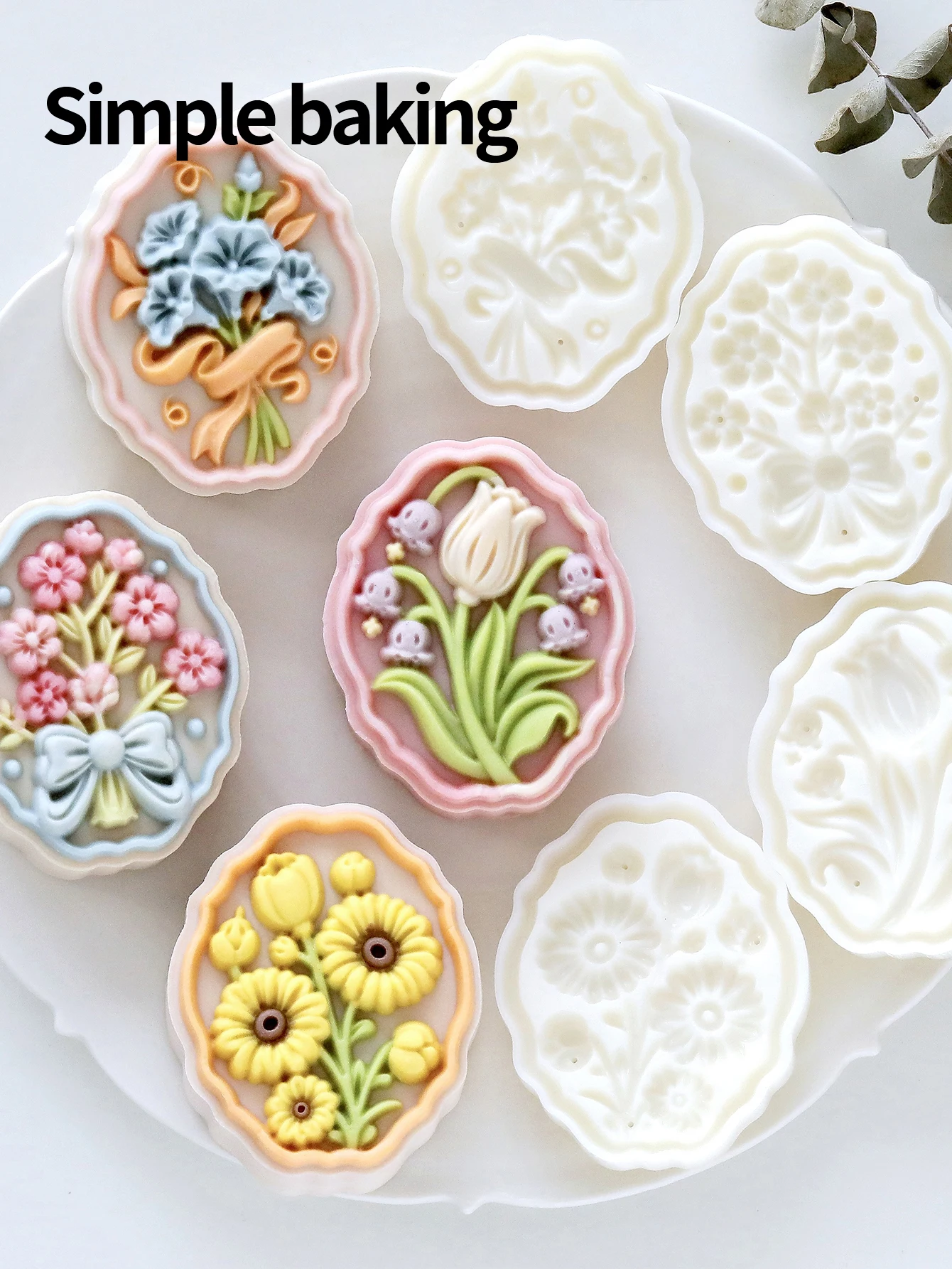 European-Style Bouquet Pastry Mold Mid-Autumn Festival Tulip Mooncake Tool DIY Hand-Pushing Mold for Daisy & Morning Glory