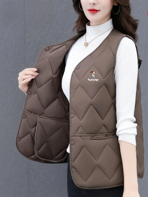 

Теплый хлопковый жилет, женская верхняя одежда, осенне-зимний новый Sle, универсальный средний жилет для мам, одинаковый внутренний жилет, накладка на плечо