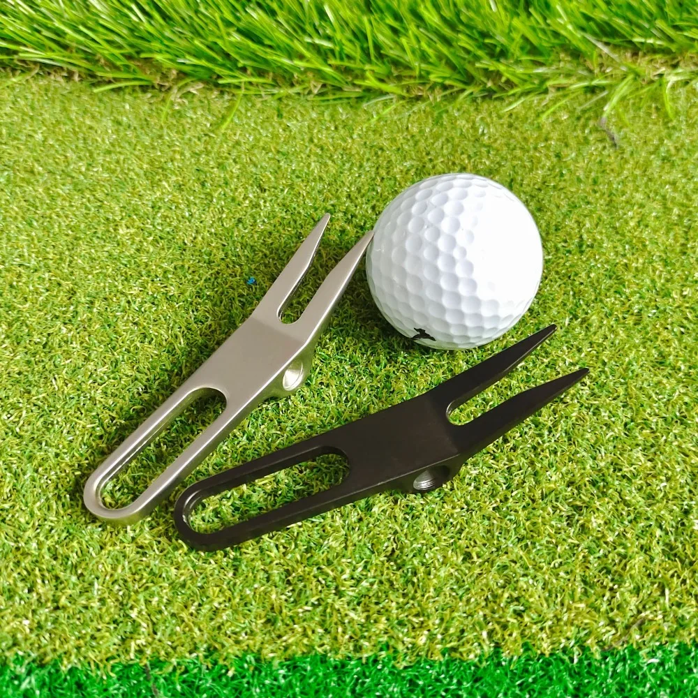 Durable Zinc Alloy Golf Divot Repair Tool Ergonomic Lawn Maintenance Golf Green Fork Sturdy Groove Clean Golf Repair