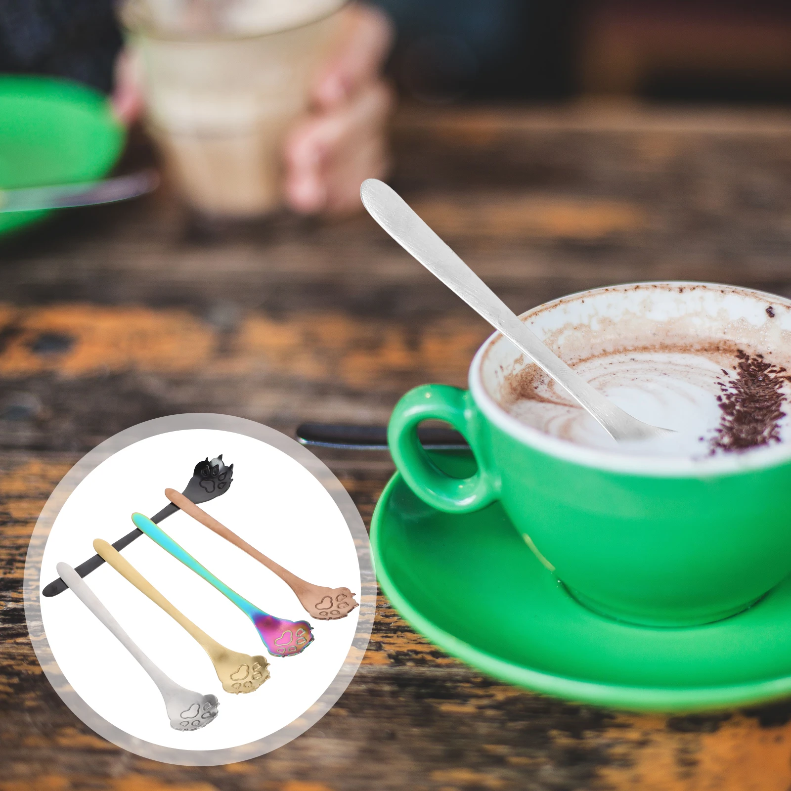 

5PCS Stainless Steel Coffee Spoon Adorable Mixing Scoop Serving Desserts Tableware Lightweight Portable Anti Rust Gift