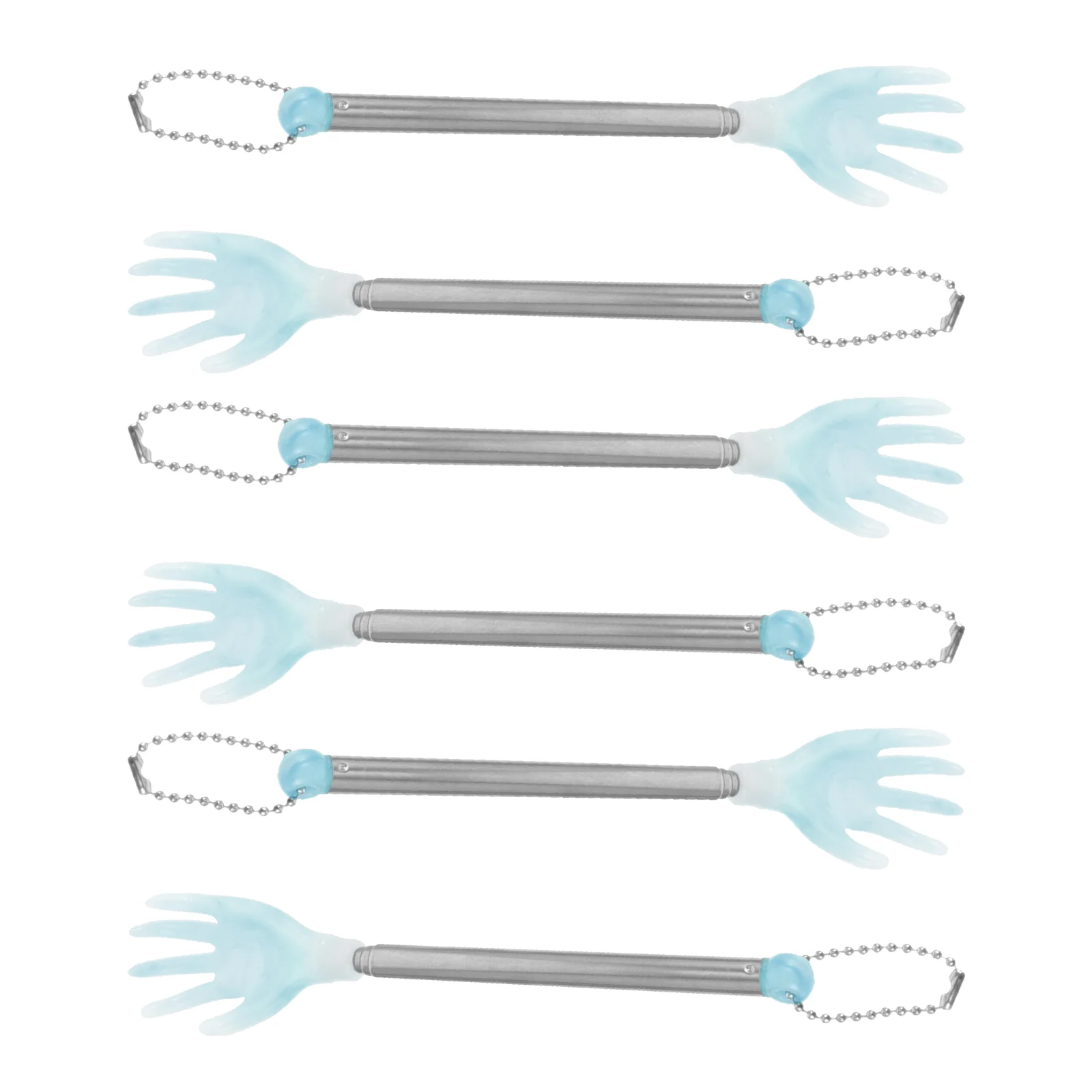 6 Pcs Finger Tickling Extendable Back Scratcher Telescoping Scratchers Scraper Metal Retractable Massager Stainless Steel Man