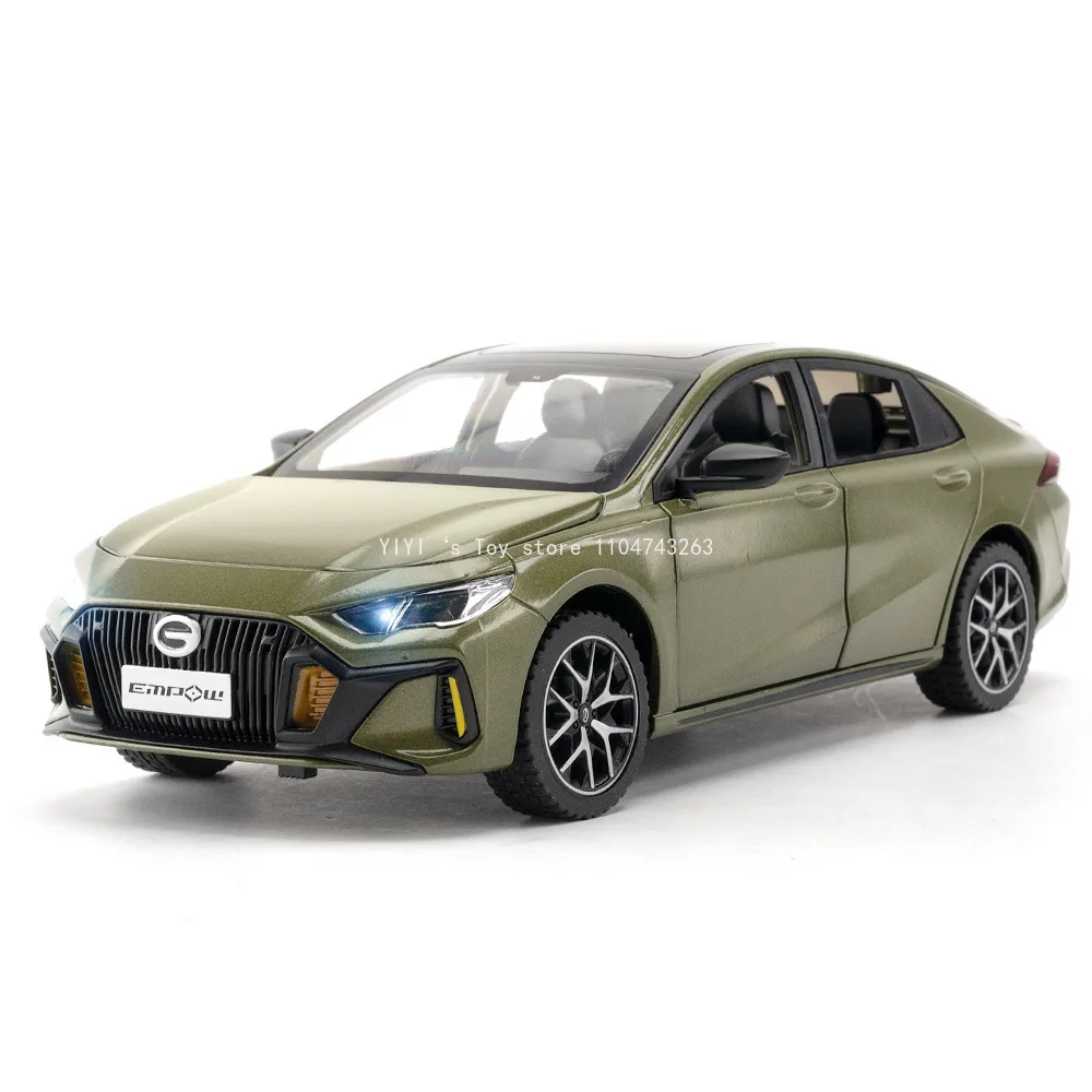 Modelo de coche de aleación Trumpchi 1:24, juguete de Metal fundido a presión, puertas de absorción de impacto, vehículo abierto, sonido, luz, regalos para niños 30