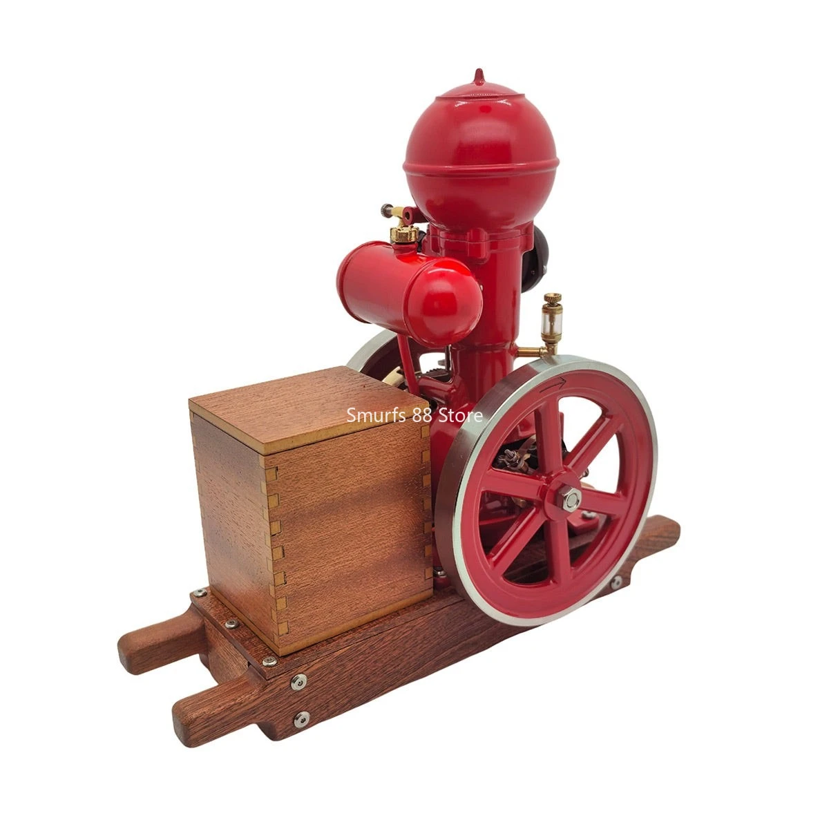 수직 수냉식 엔진 모델 금속 단일 실린더 토드 엔진 나무 받침대 모델 장난감 이동식