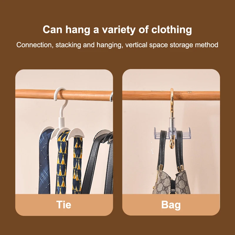 360 Rotating Multifunctional Hanger Punch Free Bag Scarf Coat Hook Household Wardrobe Storage Organizer view 5