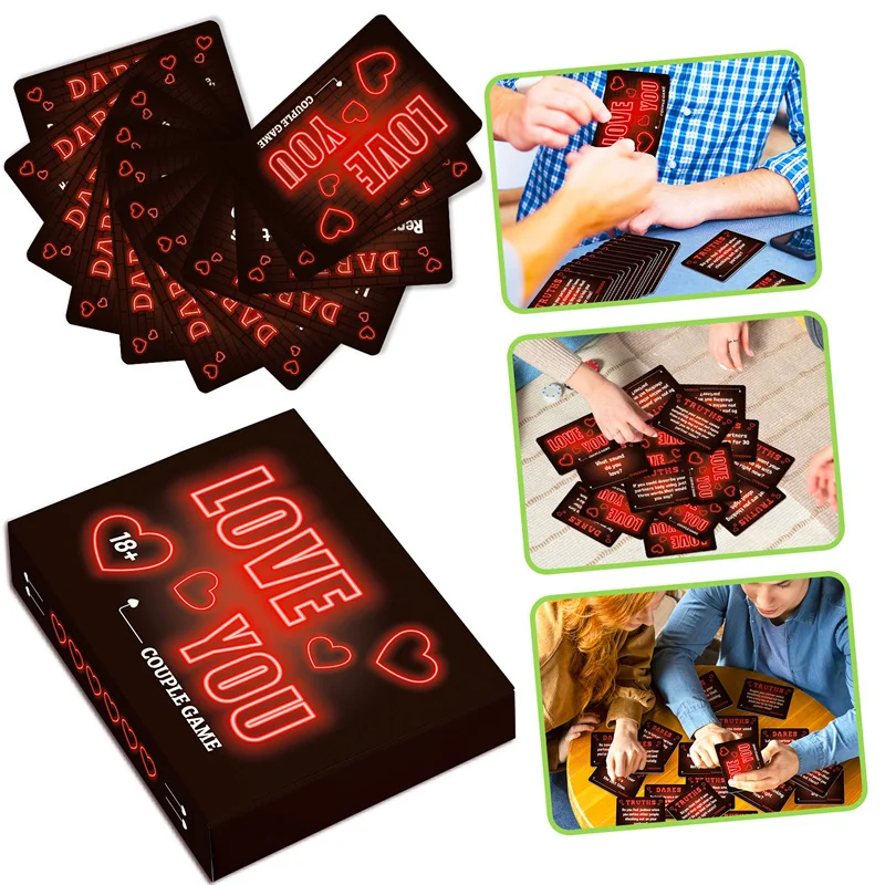 1 Set Couple Card Night Interactive Games Truth Or Dare Adventure Prop Romantic Love Q&A Poker Warm Field 50 Sheets Board Games