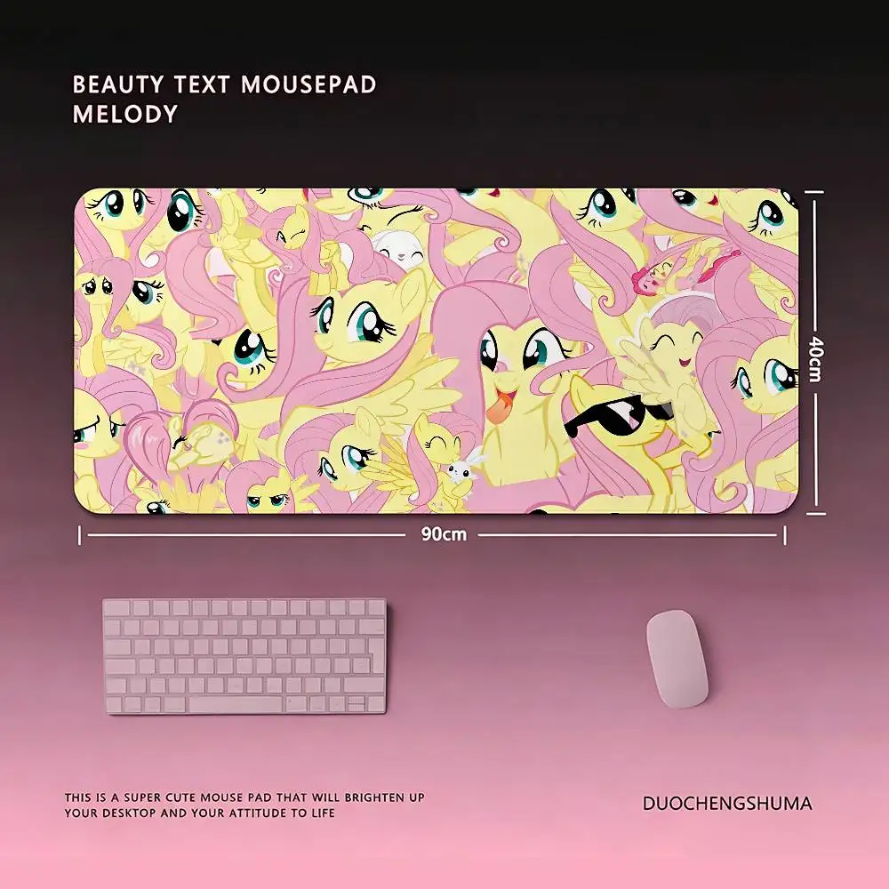 Cute-F-Fluttershys Kawaii Mouse Pad Computer Mat Deskpad Laptop Keyboard Mat Office Large Landscape Mousepad