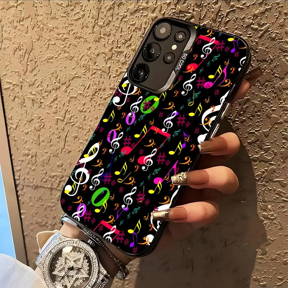 Musical Note Staff Phone Case for Samsung Galaxy A57 56 55 54 52 37 36 35 34 27 26 25 17 16 5G Colorful Silver Cover