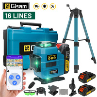 Gisam 16 Lines 4D Laser Level 360 Vertical & Horizontal Lasers Professional Super Power Green Beam For makita 18v battery pins