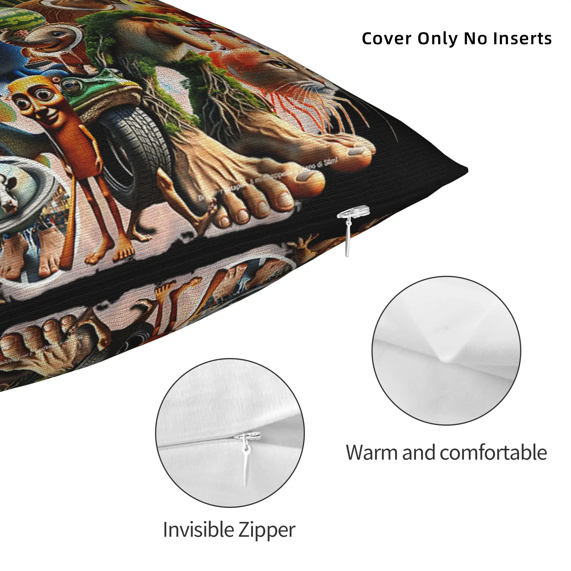 أنواع الإيطالية Brainrot ميمي شخصية المخدة المطبوعة غطاء وسادة بوليستر ديكور كيس وسادة غطاء المنزل سستة 45*45 سنتيمتر #5