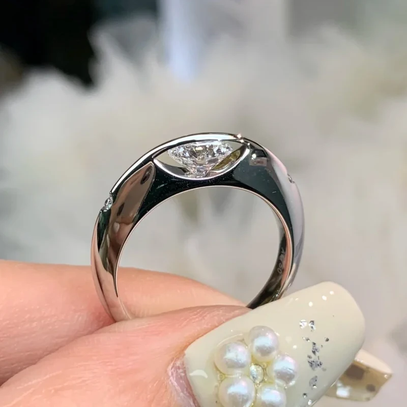 WSHUO 1CT Moissanite Ring for Women S925 Sterling Silver Solitaire Engagement Rings Planet Element Original Design Fine Jewelry