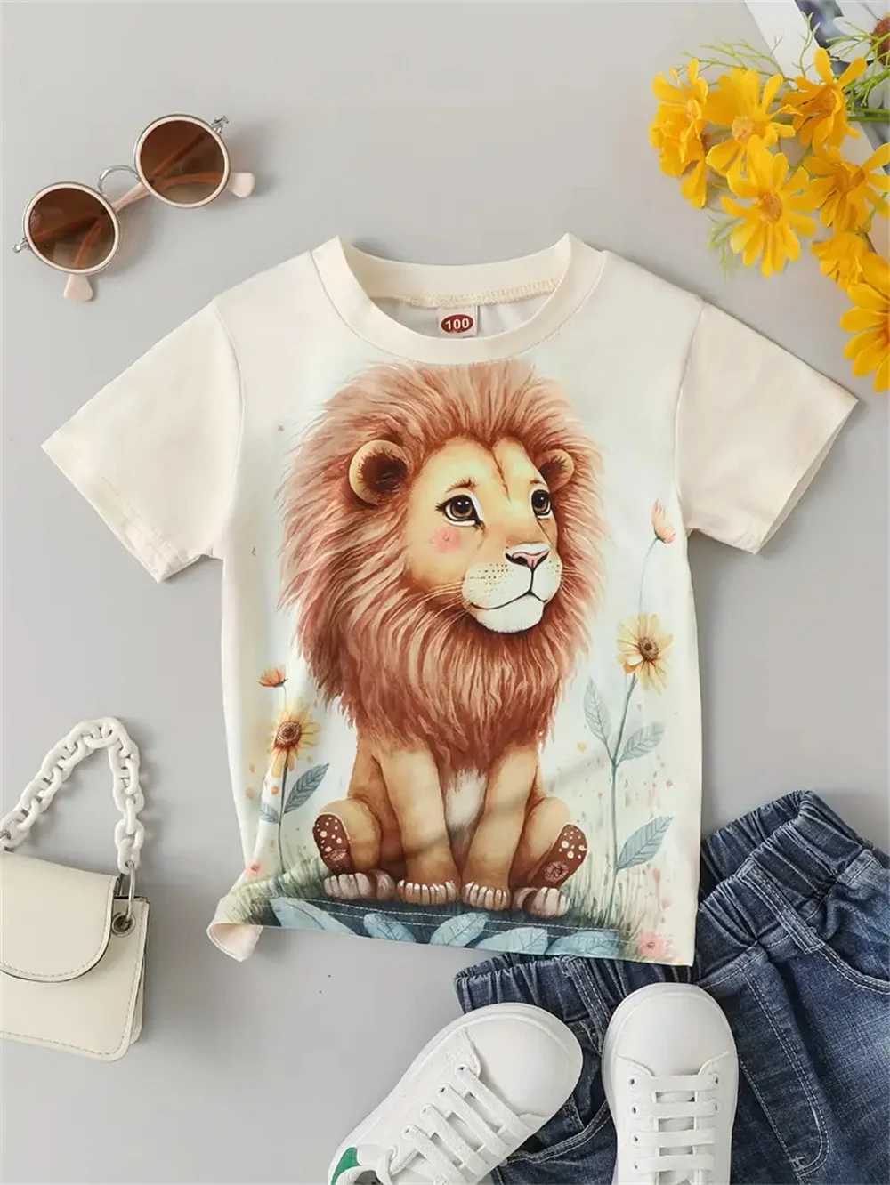 2025 Girls' Clothing Cute Animal Elephant 3d Print Fashion Casual T-Shirts Funny Girls' T-Shirts Summer Short Sleeved Tops Tee